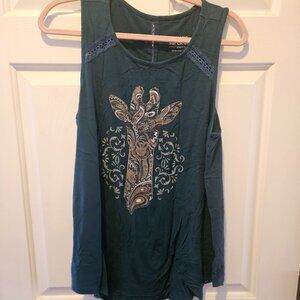 Torrid Super Soft Dark Green Giraffe Print Tank Top